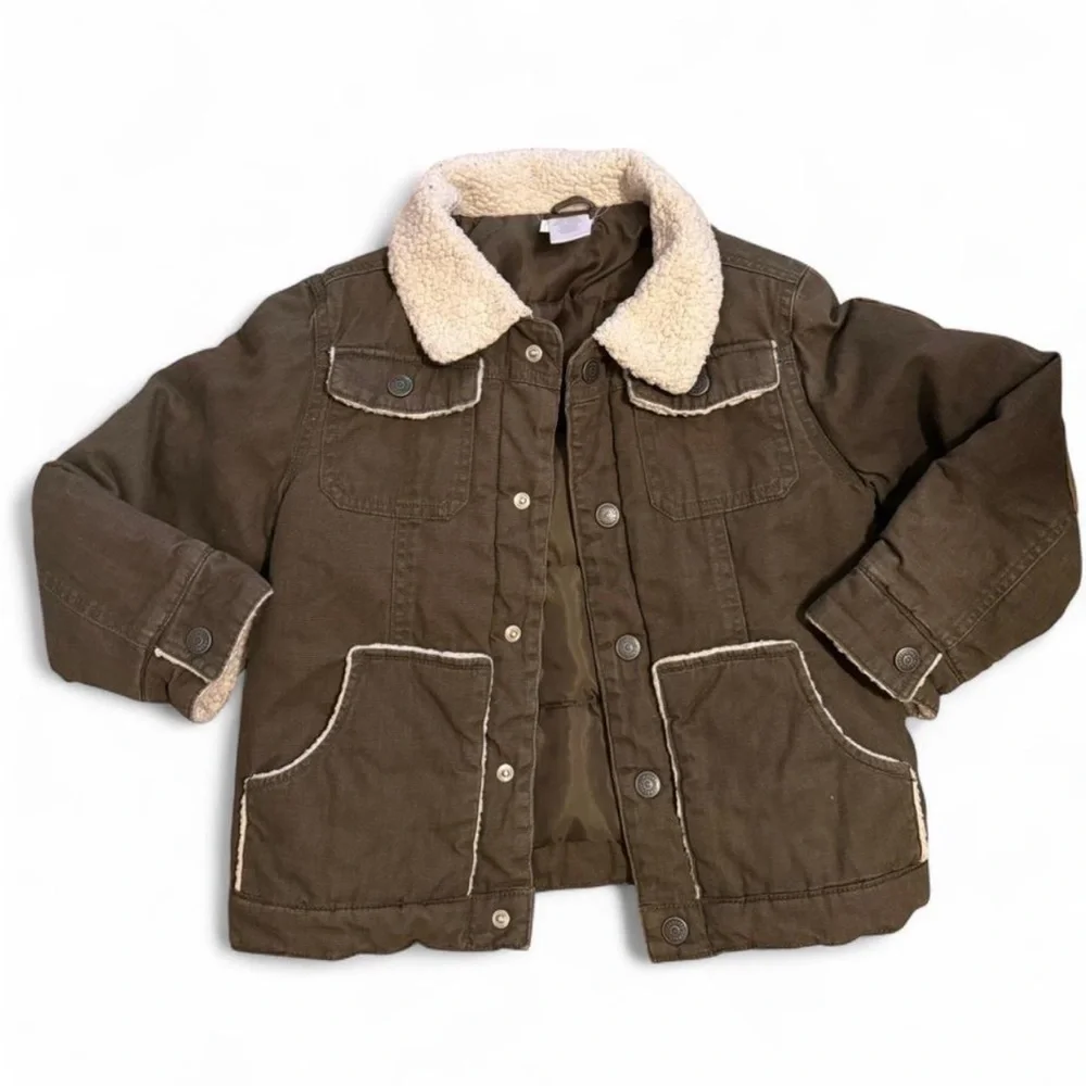 Little boys Gymboree Sherpa Collar Olive green Jacket